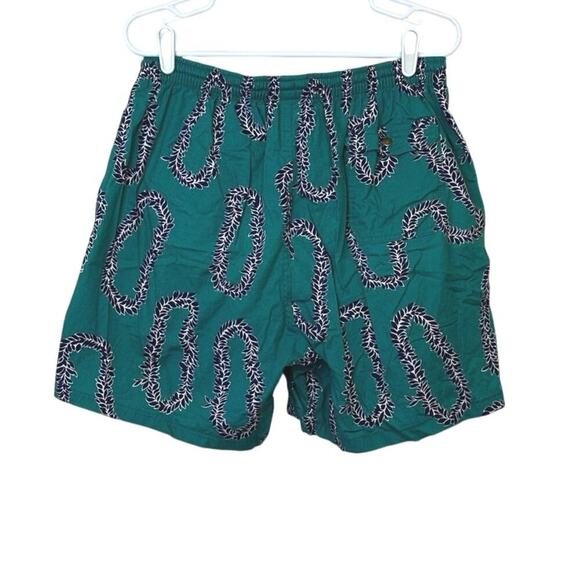 Water Prints by Reyn Spooner Vintage Men’s Swim Trunks Teal Leis Size XL Hawaii - Picture 2 of 8
